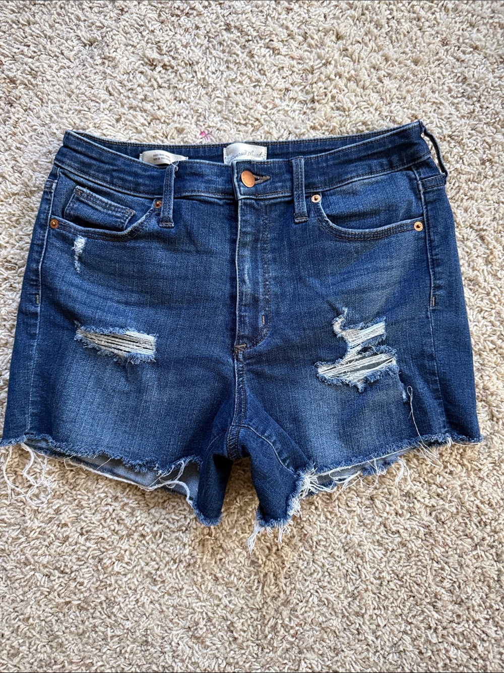 Universal Thread Dark Indigo Distressed Denim Shorts
